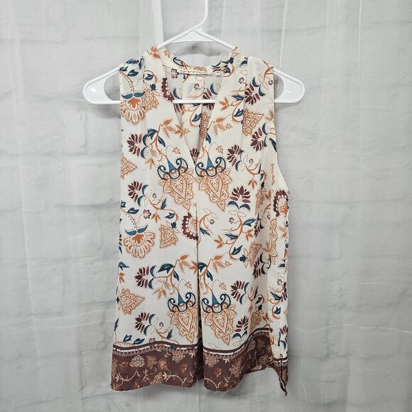 Violet & Claire Cream Floral Boho Festival Tank Top Size M - Picture 7 of 12